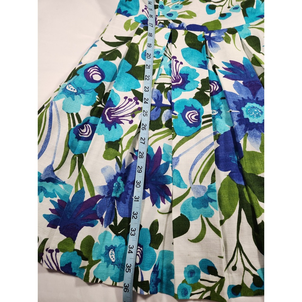 Eliza J Blue Floral Sleeveless Fit and Flare Midi Dress Lined has Pockets Size 8 - Picture 9 of 10